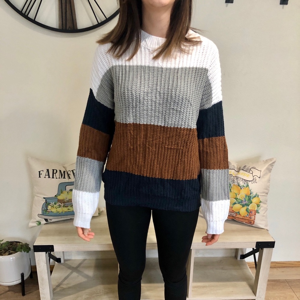 Knit thick striped sweater